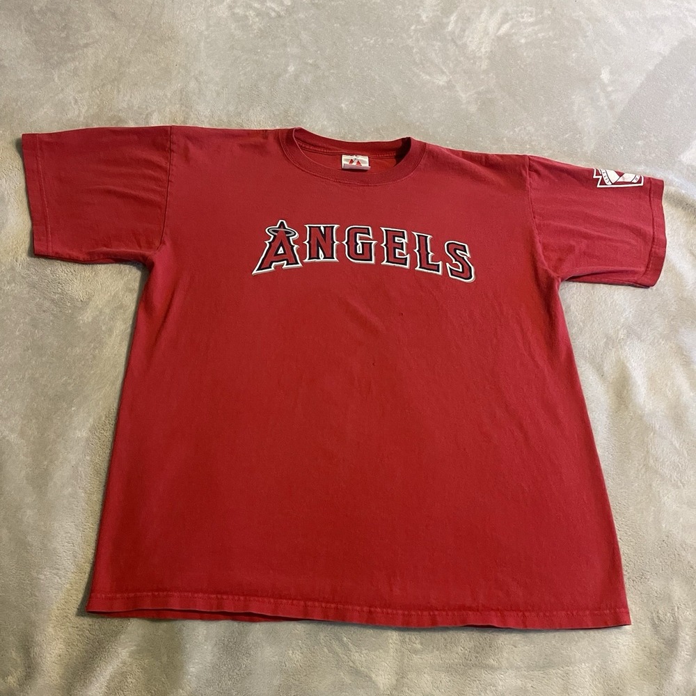 Los Angeles Angels Shirt Men XL Red Majestic‎ Baseball MLB Lightweight Gym Tee